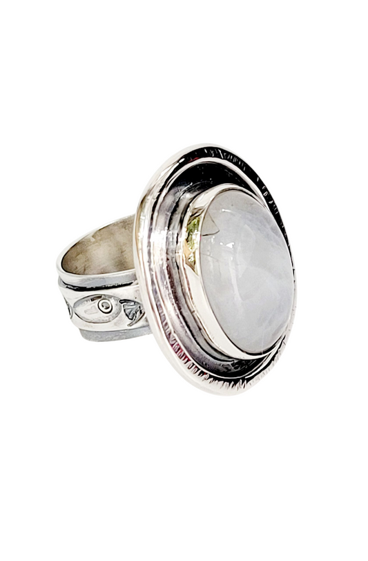 Handmade Ring in Sterling Silver with Moonstone Stone