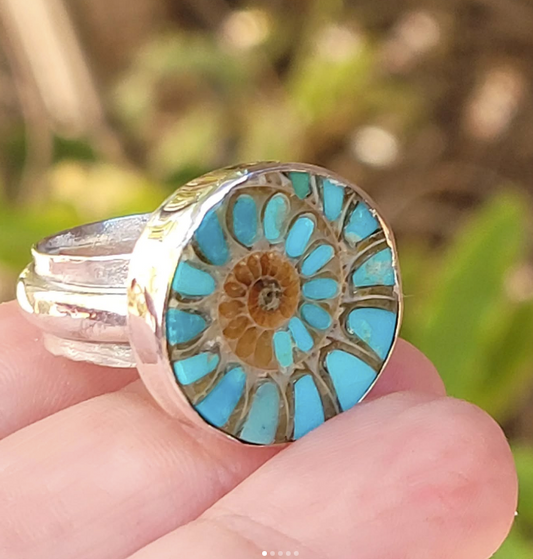Turquoise Ammonite Ring