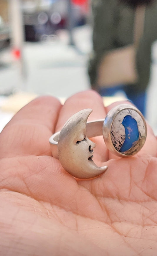 Sterling Silver Ring with Galaxy Opal